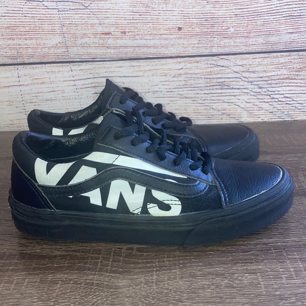 Vans Unisex Ol Skool Spell Out Logo Black Lace Up Shoes Men's 4 Women’s 5.5